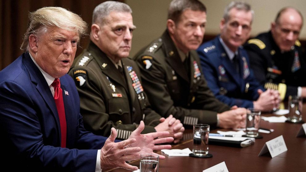 Trump with Joint Chiefs of Staff Blank Meme Template