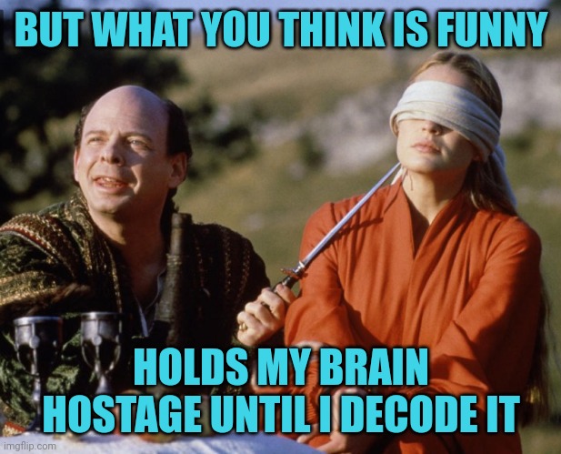 BUT WHAT YOU THINK IS FUNNY HOLDS MY BRAIN HOSTAGE UNTIL I DECODE IT | made w/ Imgflip meme maker