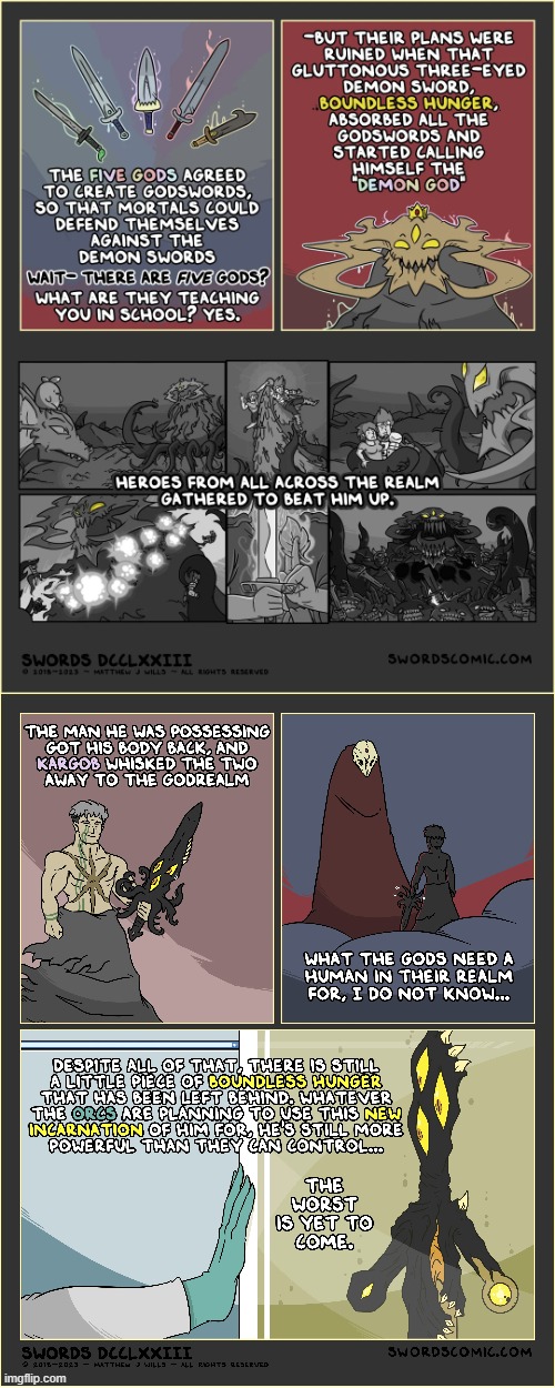 Here are the remaining demon sword comics from the Swords series I promised to share. | image tagged in swords,boundless,hunger,demon,god,realm | made w/ Imgflip meme maker