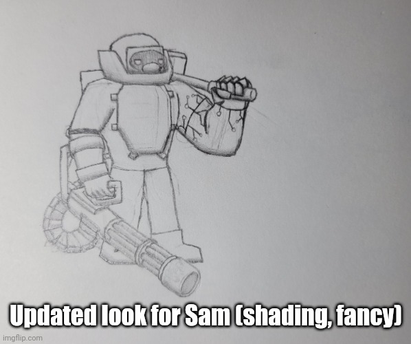 Hazmat EOD will be next, ig (feel free to rp with him as well) | Updated look for Sam (shading, fancy) | image tagged in sam the duckernaut v2 | made w/ Imgflip meme maker