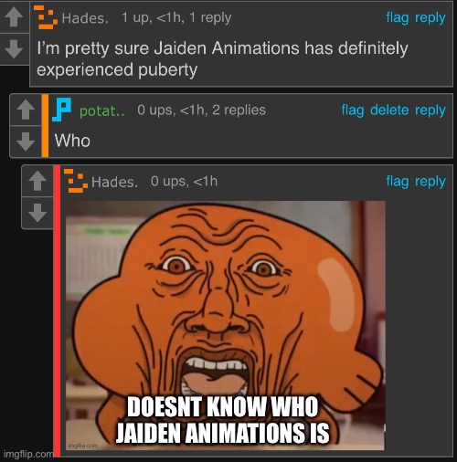 I’m pretty sure Jaiden animations | DOESNT KNOW WHO JAIDEN ANIMATIONS IS | image tagged in i m pretty sure jaiden animations | made w/ Imgflip meme maker