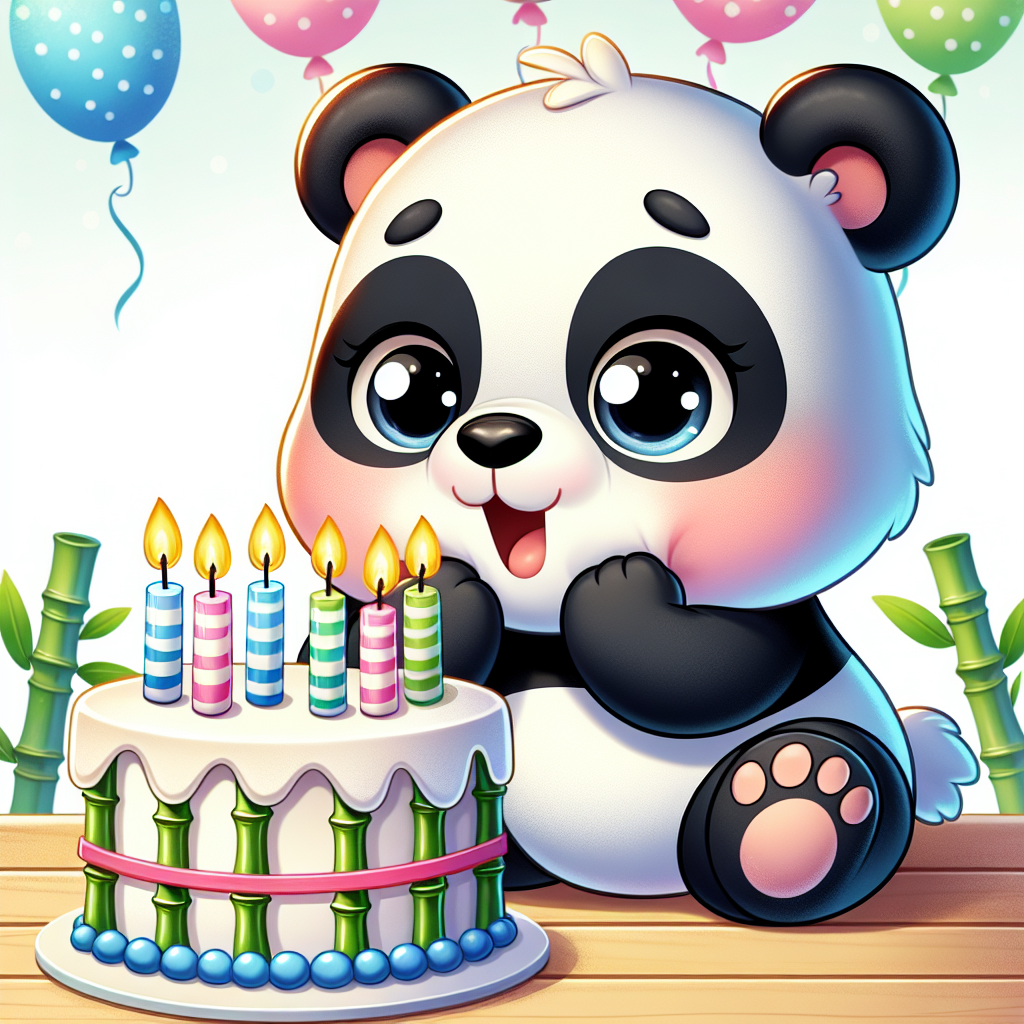 Panda blowing out birthday candles Blank Meme Template