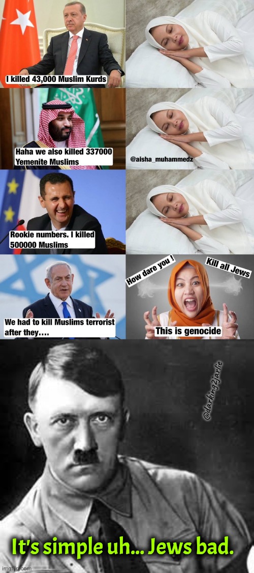 I blame jews cause Jew bad. | @darking2jarlie; It's simple uh... Jews bad. | image tagged in israel,palestine,muslims,religion of peace,jews,satire | made w/ Imgflip meme maker