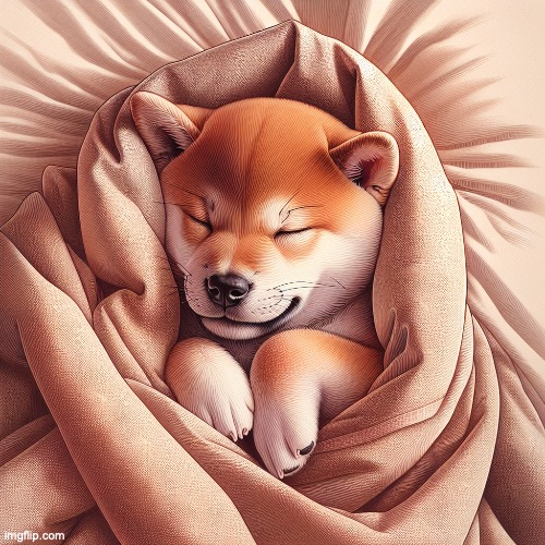 Shiba Uni puppy sleeping | image tagged in bedtime | made w/ Imgflip meme maker