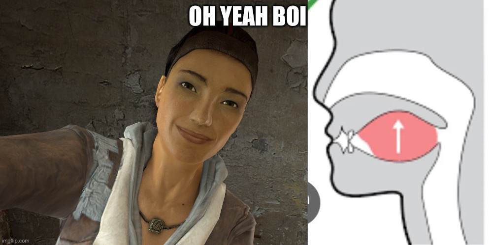 mewing | OH YEAH BOI | image tagged in mew,half life 3 | made w/ Imgflip meme maker