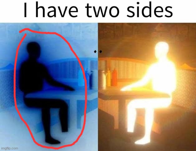 I have two sides | image tagged in i have two sides | made w/ Imgflip meme maker
