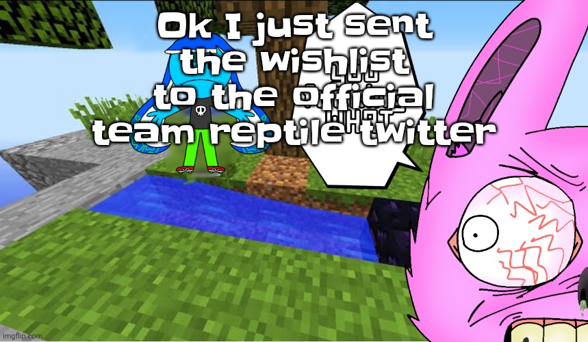 If they see it and accept it imma feel like I'm being invited to hogwarts | Ok I just sent the wishlist to the official team reptile twitter | image tagged in top 10 minecraft fails | made w/ Imgflip meme maker