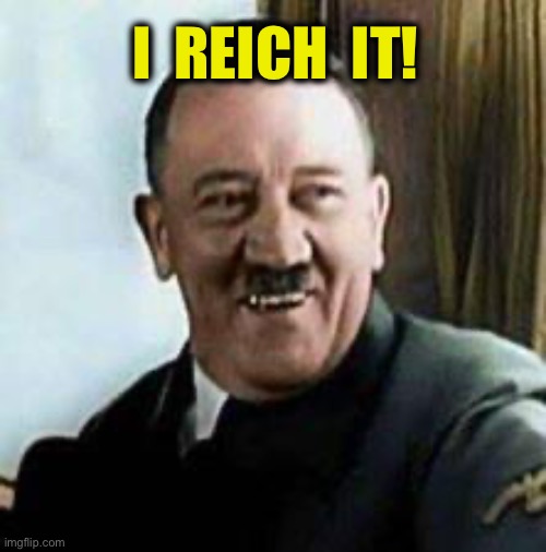 laughing hitler | I  REICH  IT! | image tagged in laughing hitler | made w/ Imgflip meme maker