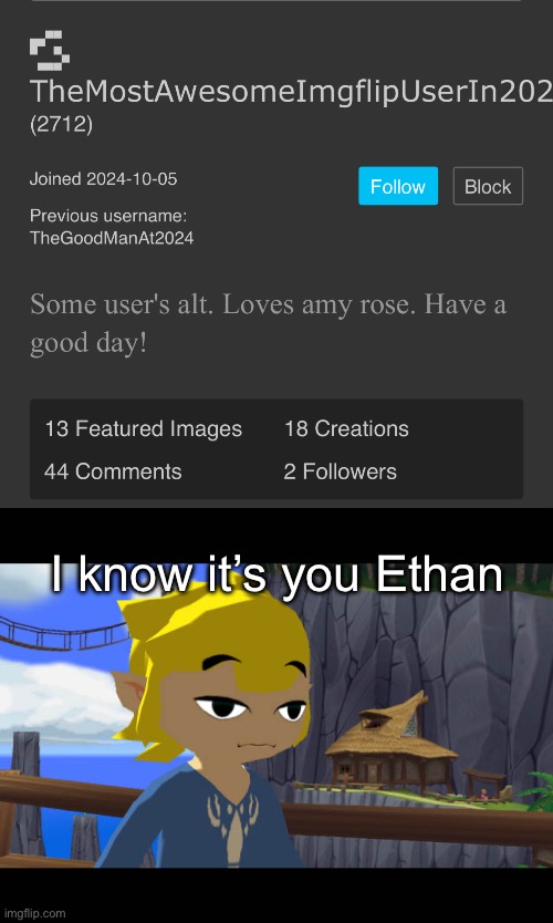 I know it’s you Ethan | image tagged in high toon link | made w/ Imgflip meme maker