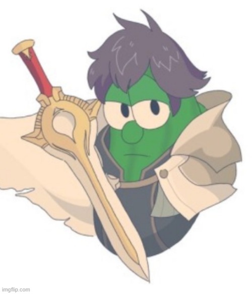Larry the cucumber + Chrom | image tagged in larry x chrom | made w/ Imgflip meme maker