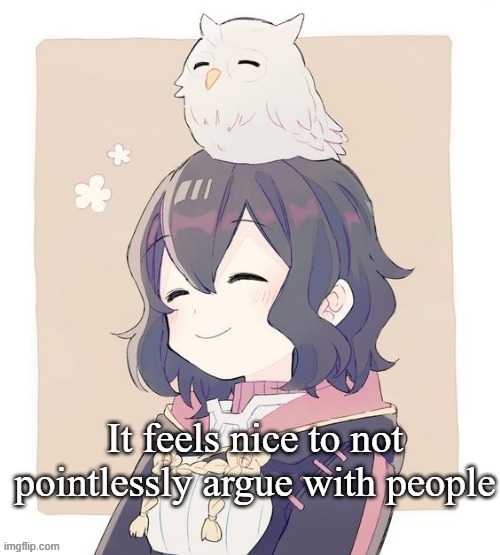 not really aimed at anyone, just in general | It feels nice to not pointlessly argue with people | image tagged in wholesome morgan | made w/ Imgflip meme maker