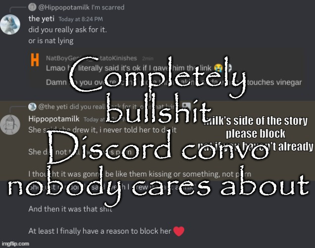 Completely bullshit Discord convo nobody cares about | made w/ Imgflip meme maker