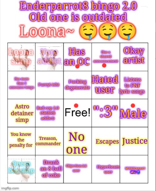 Enderparrot8 bingo 2.0 | image tagged in enderparrot8 bingo 2 0 | made w/ Imgflip meme maker