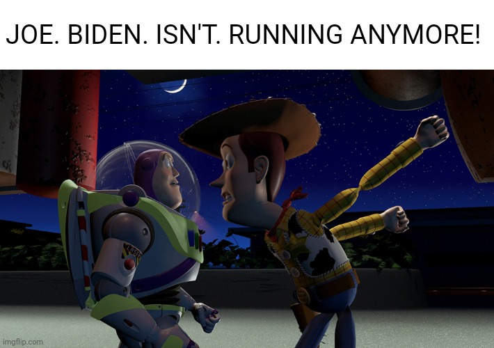 You are a toy | JOE. BIDEN. ISN'T. RUNNING ANYMORE! | image tagged in you are a toy | made w/ Imgflip meme maker