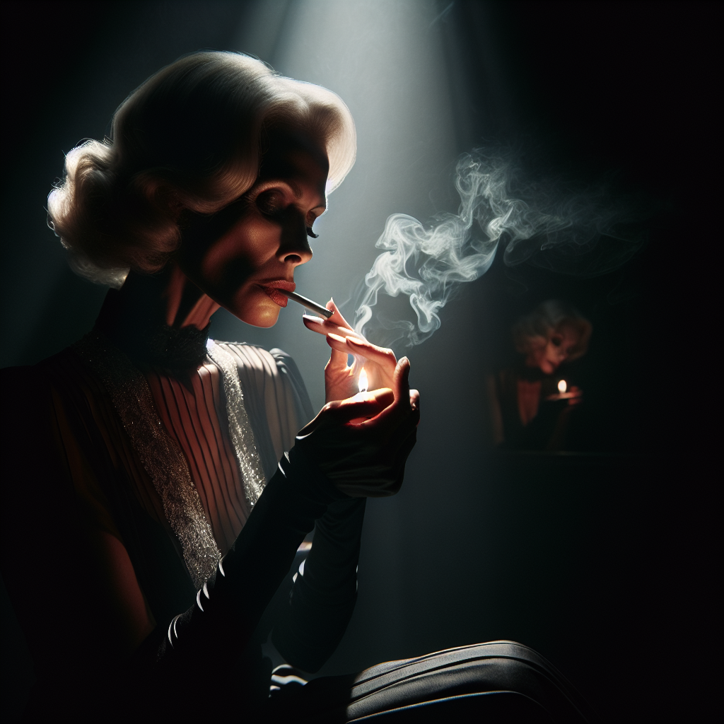 lady smoking cigarette in the dark room Blank Meme Template