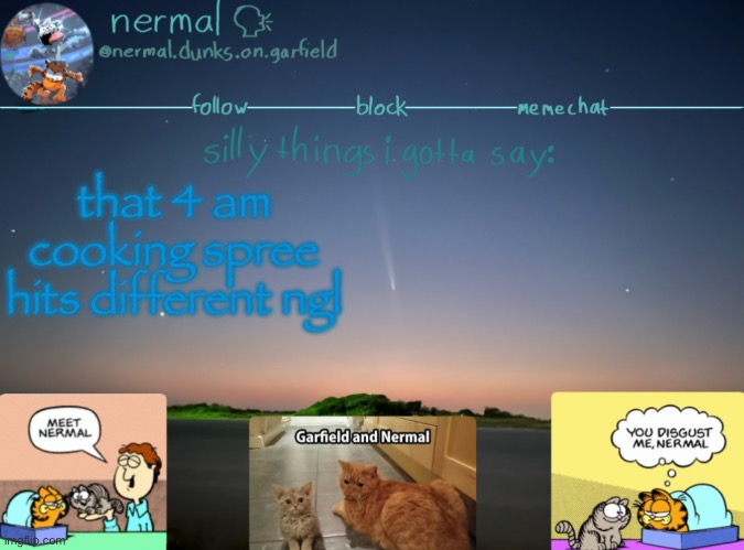 nermal :speak: | that 4 am cooking spree hits different ngl | image tagged in nermal speak | made w/ Imgflip meme maker