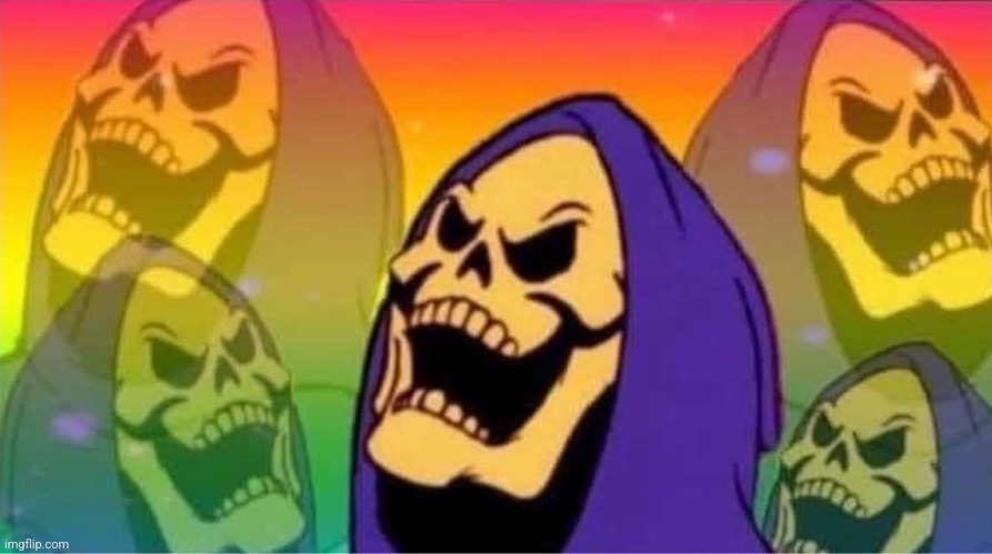 Laughing rainbow skeletor | image tagged in laughing rainbow skeletor | made w/ Imgflip meme maker