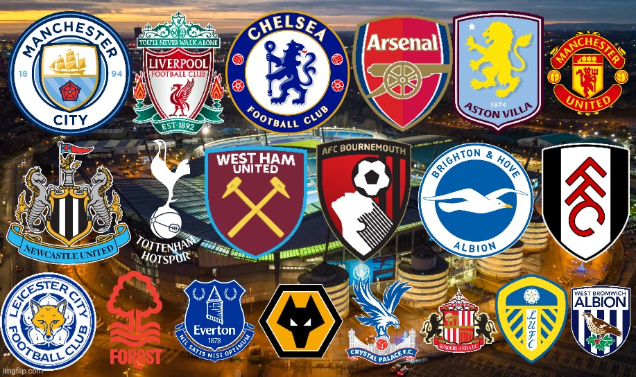 ALL 20 Premier League Clubs for the 2025/2026 edition (PREDICTION) | image tagged in manchester city,liverpool,chelsea,arsenal,manchester united,premier league | made w/ Imgflip meme maker