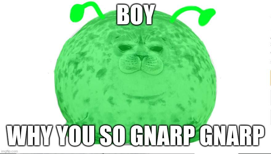 why bro | BOY; WHY YOU SO GNARP GNARP | image tagged in seal,alien | made w/ Imgflip meme maker