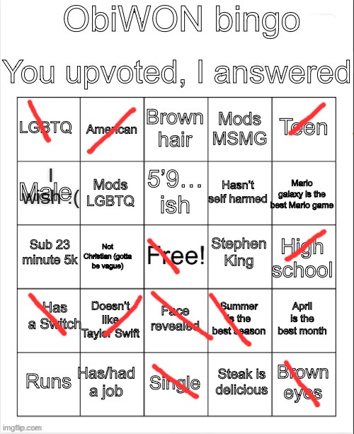 ObiWON bingo | I wish :( | image tagged in obiwon bingo | made w/ Imgflip meme maker