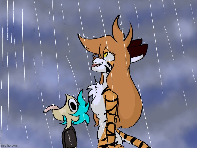 oh yeah, rain is life. (art credit: infrawash and characters by Thomas F.) | image tagged in twokinds,anniversary,rain,funny,furry,cartoon | made w/ Imgflip meme maker