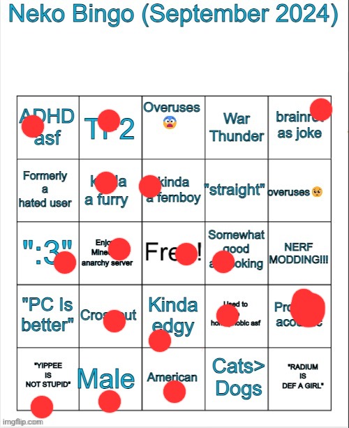 Neko bingo | image tagged in neko bingo | made w/ Imgflip meme maker