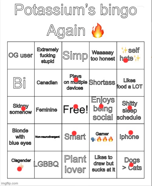 Potassium Bingo V4 | image tagged in potassium bingo v4 | made w/ Imgflip meme maker