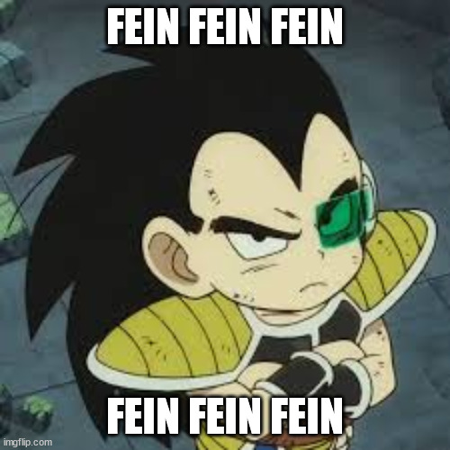 FEIN | FEIN FEIN FEIN; FEIN FEIN FEIN | image tagged in raditz tiny | made w/ Imgflip meme maker