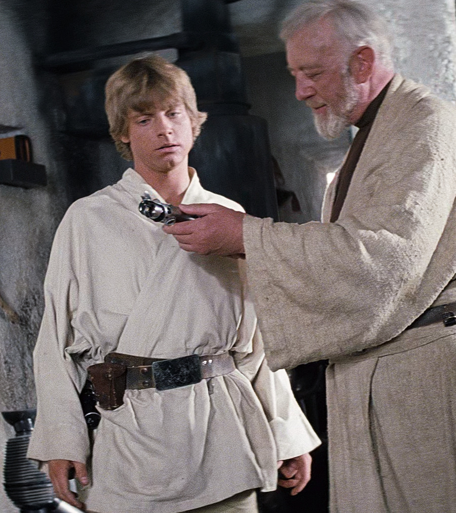 Kenobi giving Luke his father's Lightsaber Blank Meme Template