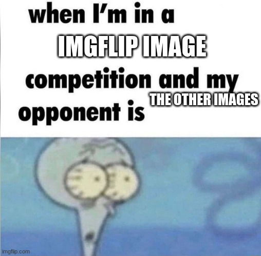 whe i'm in a competition and my opponent is | IMGFLIP IMAGE; THE OTHER IMAGES | image tagged in whe i'm in a competition and my opponent is | made w/ Imgflip meme maker