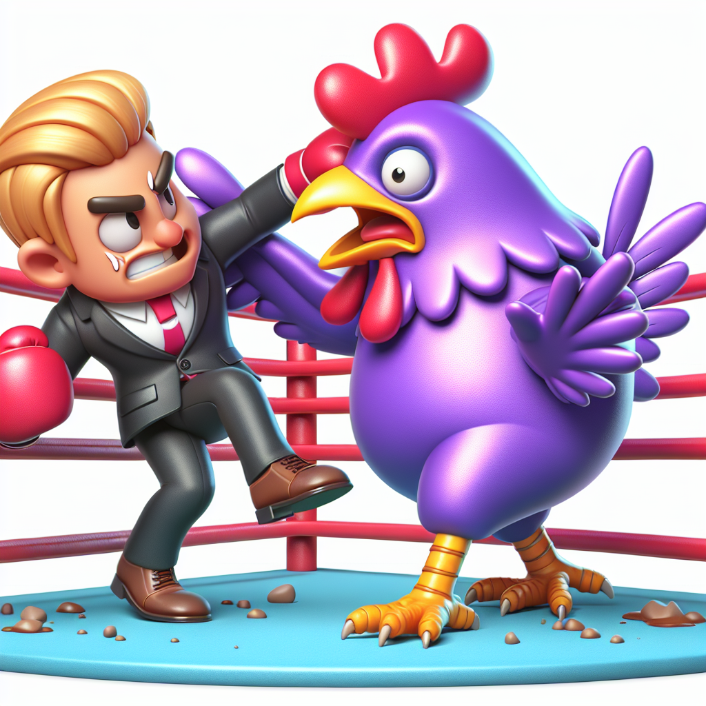 Donald Trump getting knocked out in a boxing ring by a giant pur Blank Meme Template