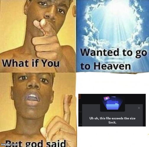 file size limit | image tagged in what if you wanted to go to heaven | made w/ Imgflip meme maker