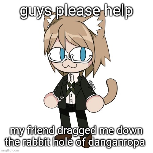 Byakannyuuu | guys please help; my friend dragged me down the rabbit hole of danganropa | image tagged in byakannyuuu | made w/ Imgflip meme maker