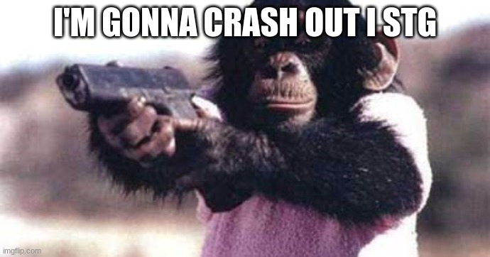 monkey crashout | I'M GONNA CRASH OUT I STG | image tagged in monkey crashout | made w/ Imgflip meme maker