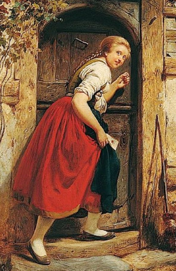 old painting woman at the door Blank Meme Template