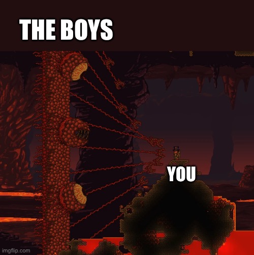 POV your the first to fall asleep at the sleepover | THE BOYS; YOU | image tagged in wall of fleash | made w/ Imgflip meme maker