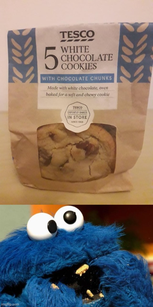 Chocolate chip cookies | image tagged in cookie monster,chocolate chip cookies,cookies,cookie,you had one job,memes | made w/ Imgflip meme maker