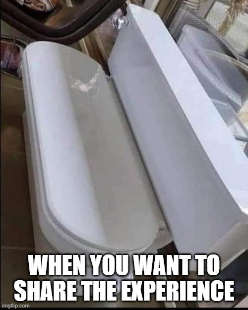 Bench Toity | WHEN YOU WANT TO SHARE THE EXPERIENCE | image tagged in unsee juice | made w/ Imgflip meme maker