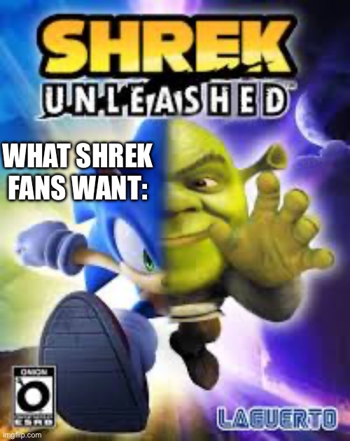 The game I have been waiting for | WHAT SHREK FANS WANT: | image tagged in shrek unleashed | made w/ Imgflip meme maker