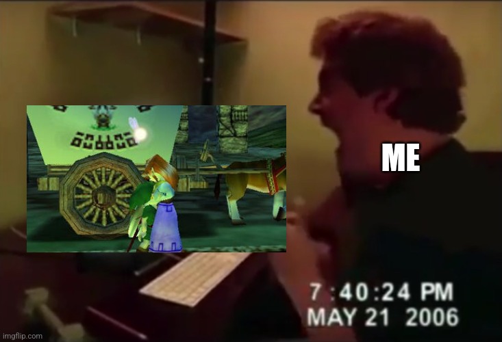 Guy punches through computer screen after Cremia's Hug in Majora's Mask | ME | image tagged in guy punches through computer screen meme,memes,funny memes,the legend of zelda | made w/ Imgflip meme maker