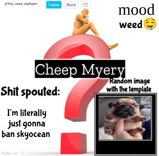 YCI Myery Temp | weed🤤; I'm literally just gonna ban skyocean | image tagged in yci myery temp | made w/ Imgflip meme maker