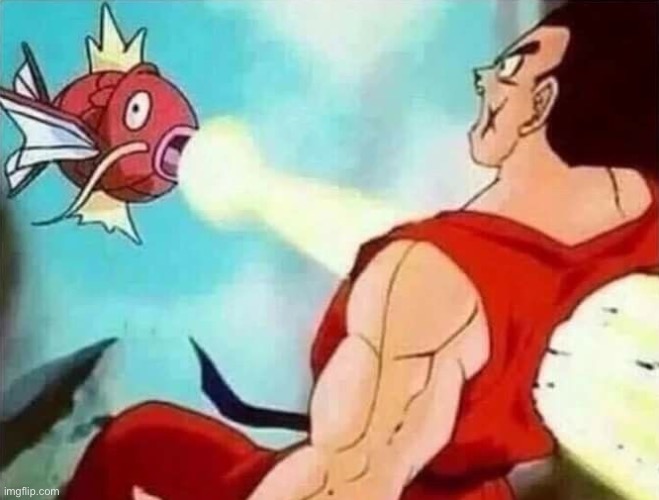 Magikarp Beaming Yamcha | image tagged in magikarp beaming yamcha | made w/ Imgflip meme maker