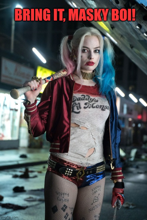 Harley Quinn | BRING IT, MASKY BOI! | image tagged in harley quinn | made w/ Imgflip meme maker