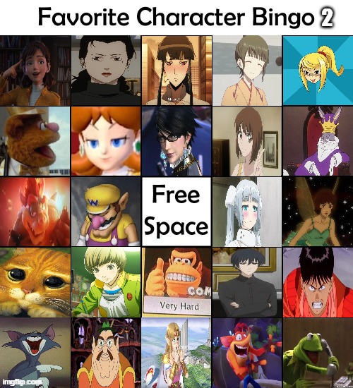 favorite character bingo 2 | 2 | image tagged in character bingo,favorites,bingo,video games,movies,the muppets | made w/ Imgflip meme maker