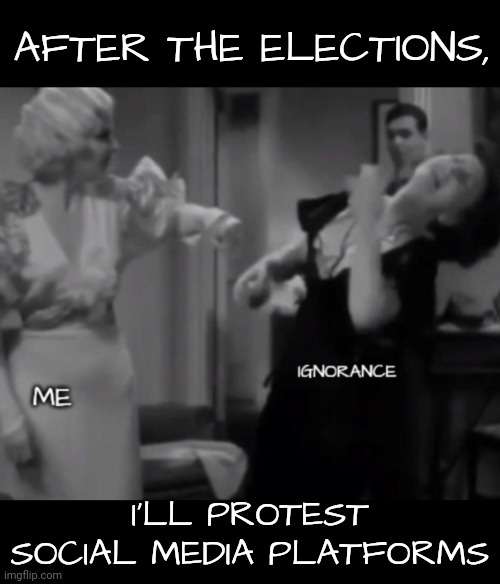 My Next Soapbox | AFTER THE ELECTIONS, I'LL PROTEST SOCIAL MEDIA PLATFORMS | image tagged in protest,social media,dnc,gop,propaganda,brainwashing | made w/ Imgflip meme maker