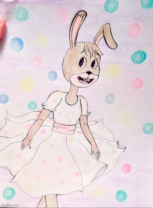 Cute bunny girl drawing! | image tagged in drawing,spring,easter,bunny,furry,rabbit | made w/ Imgflip meme maker