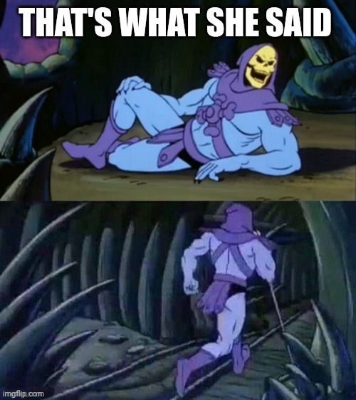 Skeletor disturbing facts | THAT'S WHAT SHE SAID | image tagged in skeletor disturbing facts | made w/ Imgflip meme maker