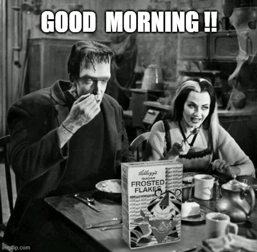 GOOD MORNING | GOOD  MORNING !! | image tagged in herman lily munster | made w/ Imgflip meme maker