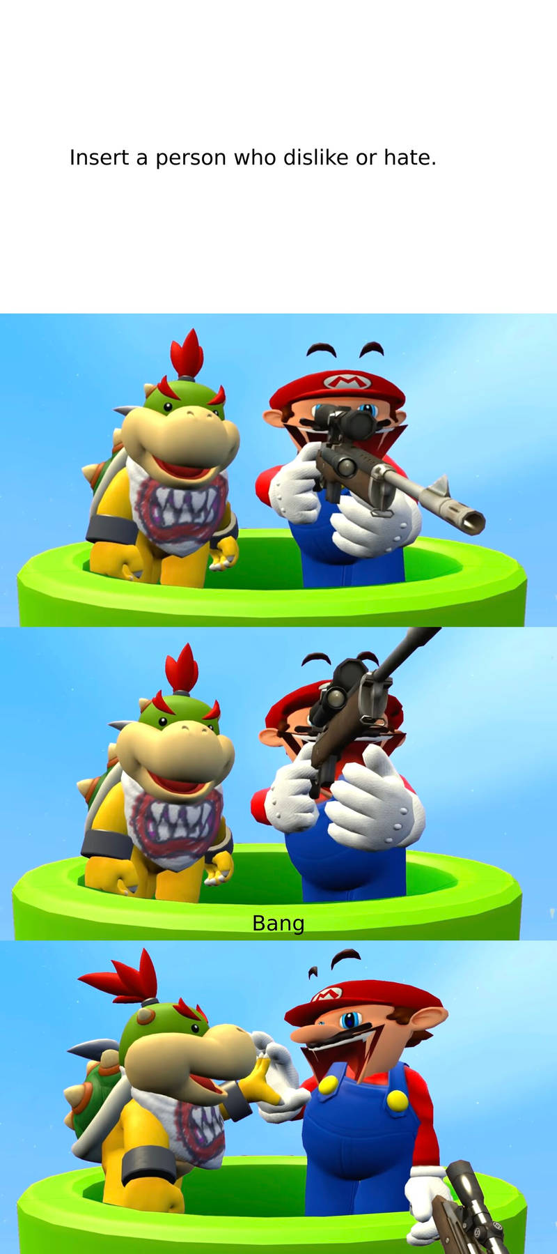 Mario and Bowser Jr. assassinate Blank Meme Template