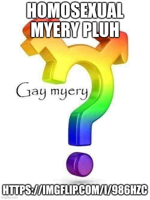 I am Myerysexual | HOMOSEXUAL MYERY PLUH; HTTPS://IMGFLIP.COM/I/986HZC | made w/ Imgflip meme maker